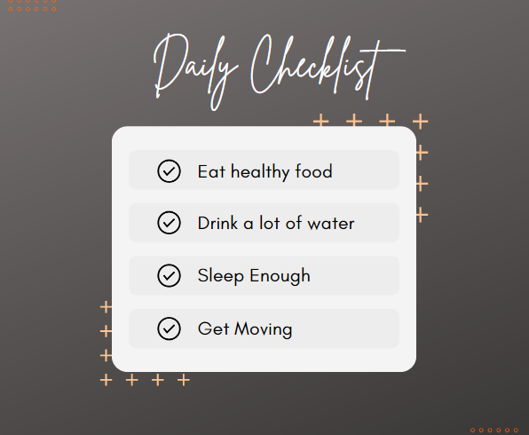 the daily checklist is displayed on a gray background.